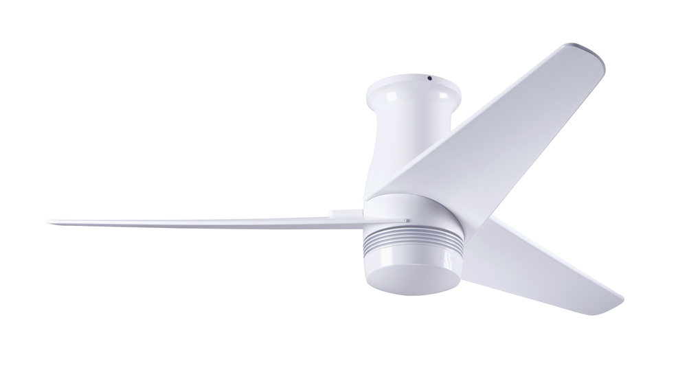 Velo Flush DC Fan; Gloss White Finish; 48" Nickel Blades; No Light; Wall Control