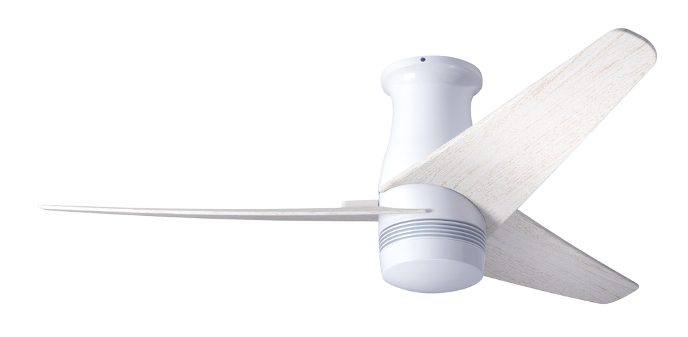 Velo Flush DC Fan; Gloss White Finish; 48" Whitewash Blades; No Light; Wall Control