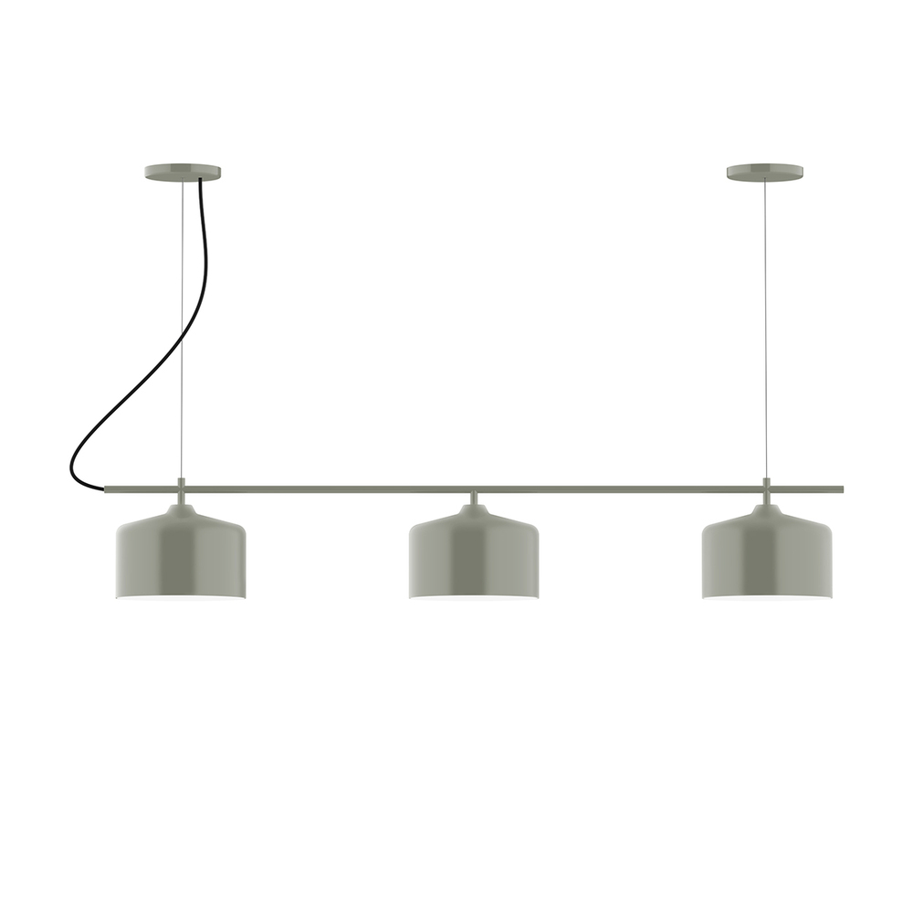 3-Light Linear Axis Chandelier, Moss Green