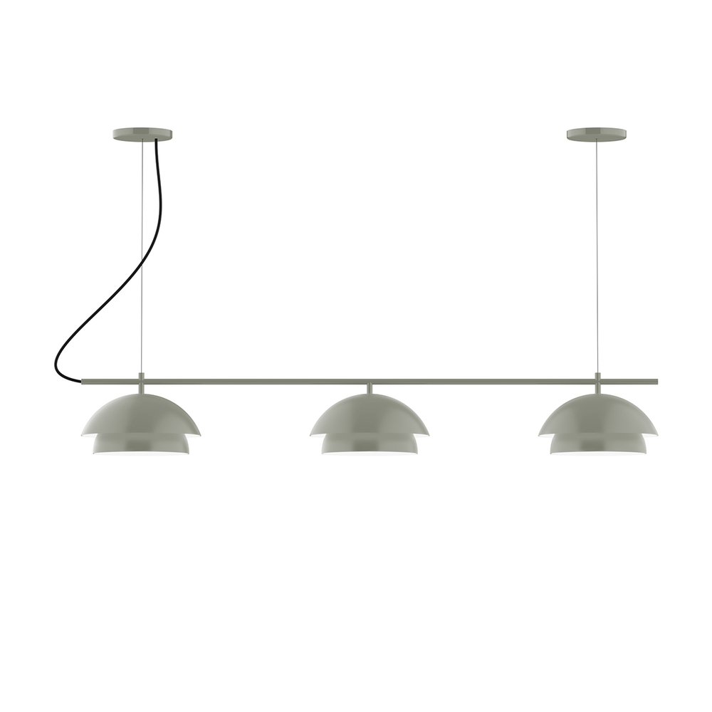 3-Light Linear Nest LED Chandelier, Moss Green