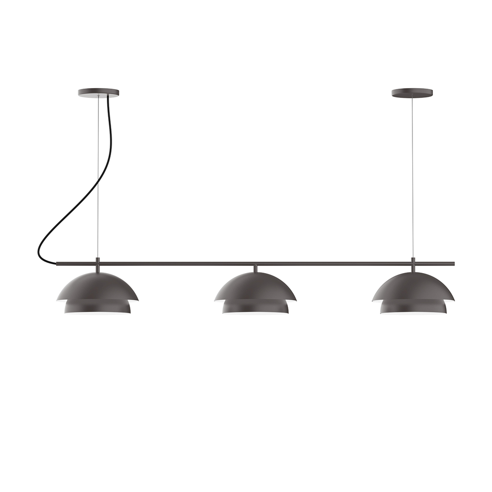 3-Light Linear Nest LED Chandelier with White SJT Cord, Bronze Matte