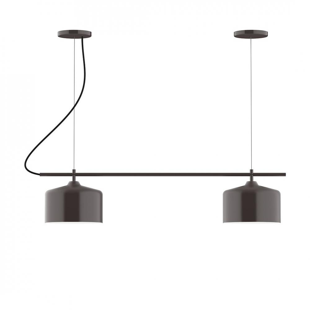 3-Light Linear Pinnacle LED Chandelier with Cool Tweed Fabric Cord, Fern Green