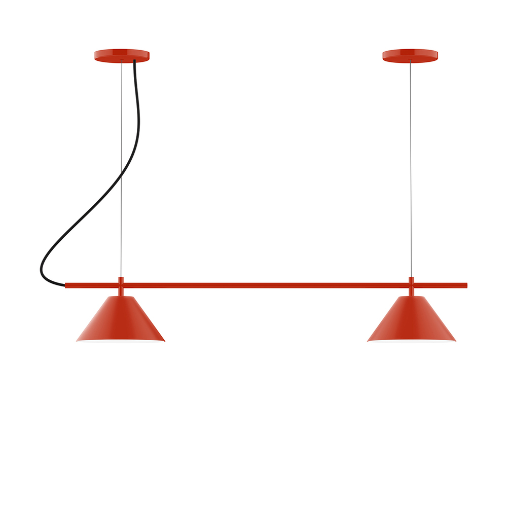 2-Light Linear Pinnacle LED Chandelier with White SJT Cord, Vermillion