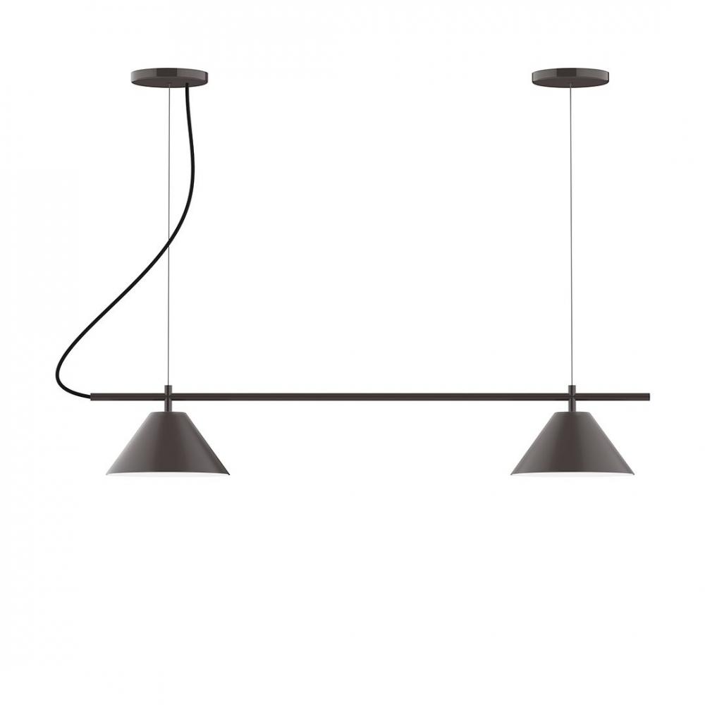 2-Light Linear Pinnacle LED Chandelier with White SJT Cord, Slate Gray