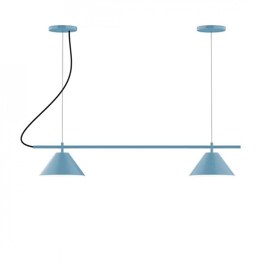2-Light Linear Pinnacle LED Chandelier, Slate Gray