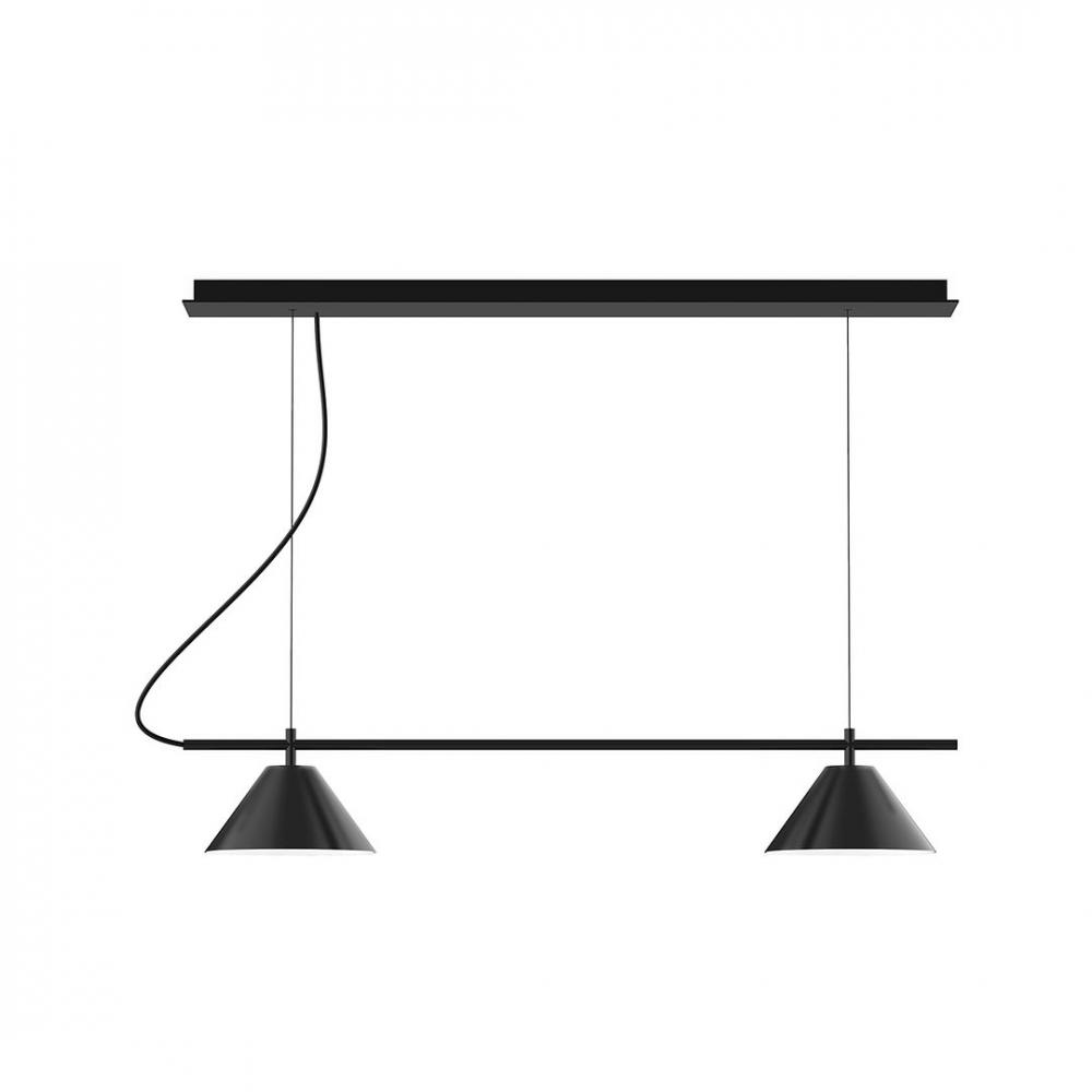 2-Light Linear Nest LED Chandelier with White SJT Cord, Black