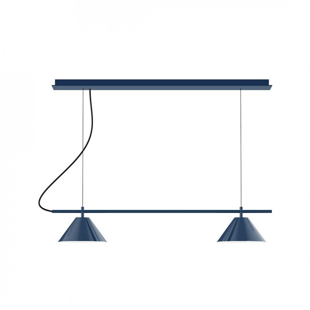 2-Light Linear Nest LED Chandelier, Navy