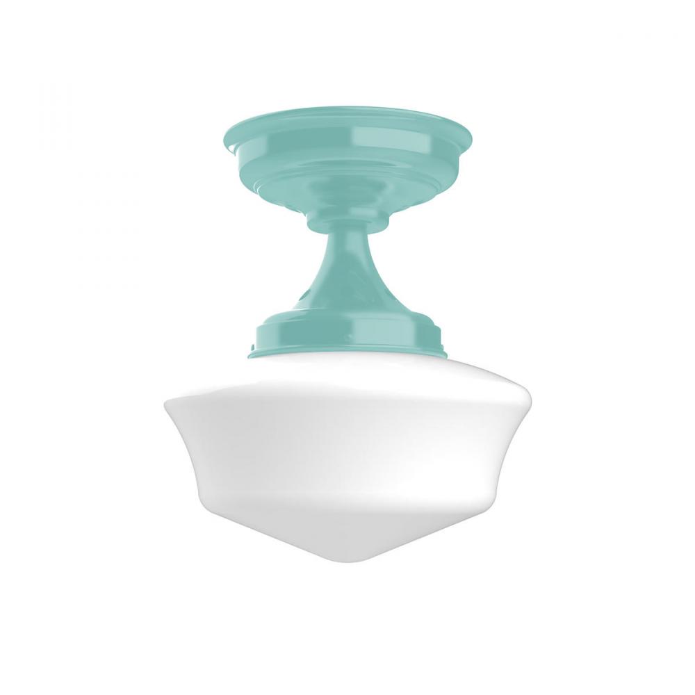 12" Schoolhouse glass, flush mount ceiling light, Sea Green