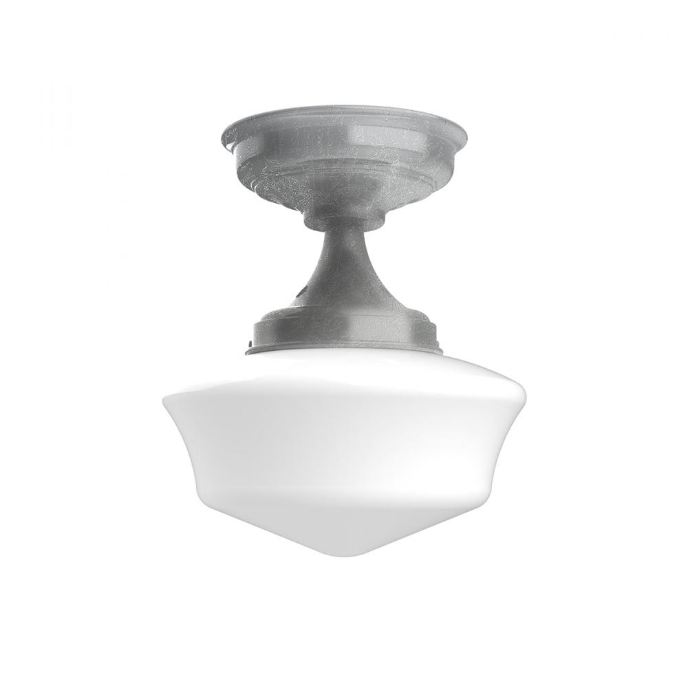 12" Schoolhouse glass, flush mount ceiling light, Painted Galvanized