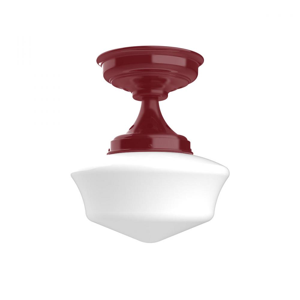 12" Schoolhouse glass, flush mount ceiling light, Barn Red