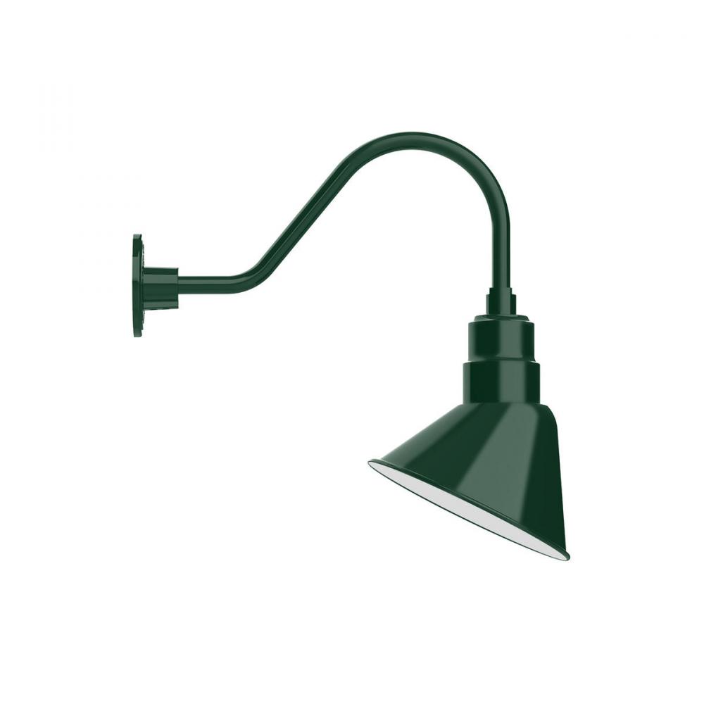 10" Angle shade gooseneck wall mount, Forest Green