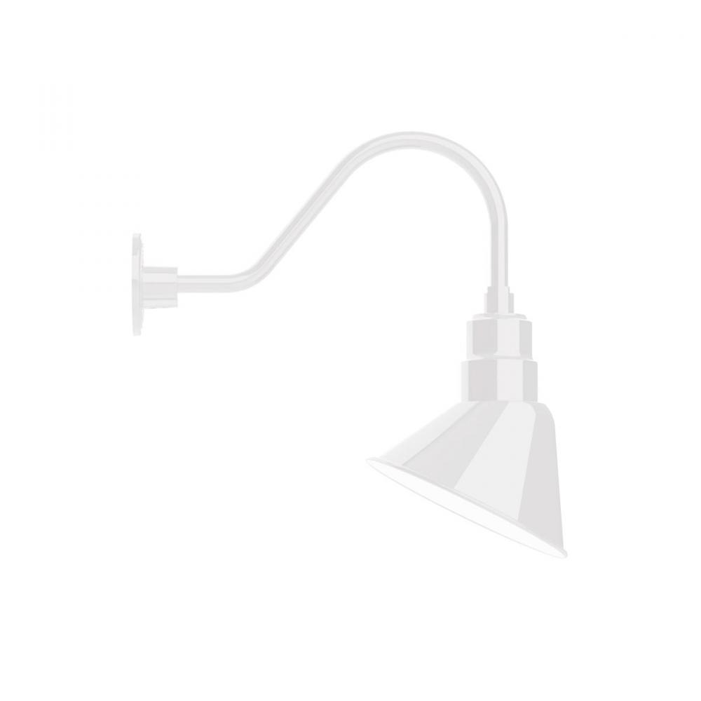 10" Angle shade gooseneck wall mount, White