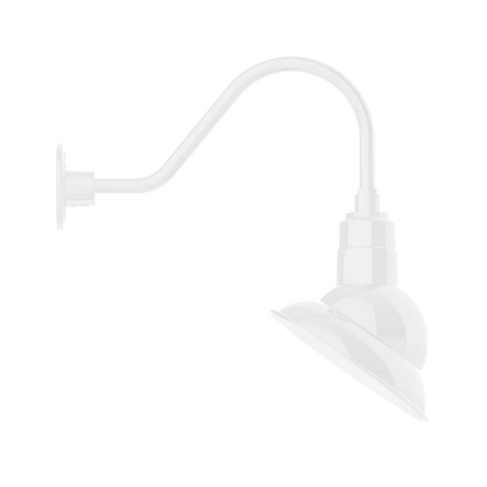 10" Emblem shade gooseneck wall mount, White