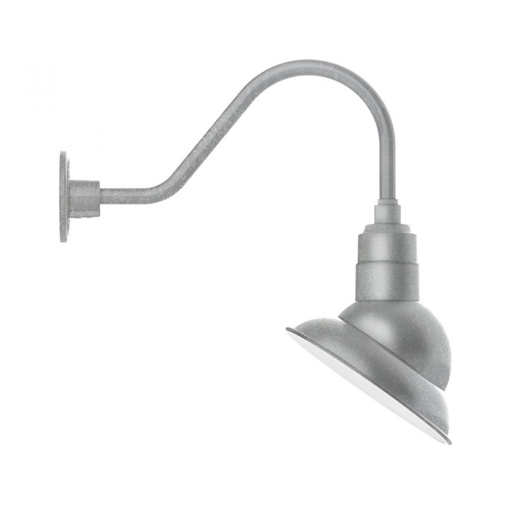 10" Emblem shade gooseneck wall mount, Painted Galvanized