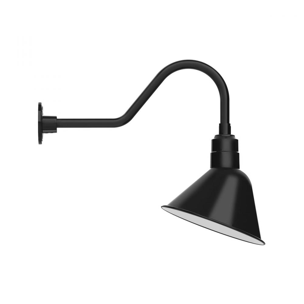 12" Angle shade gooseneck wall mount, Black