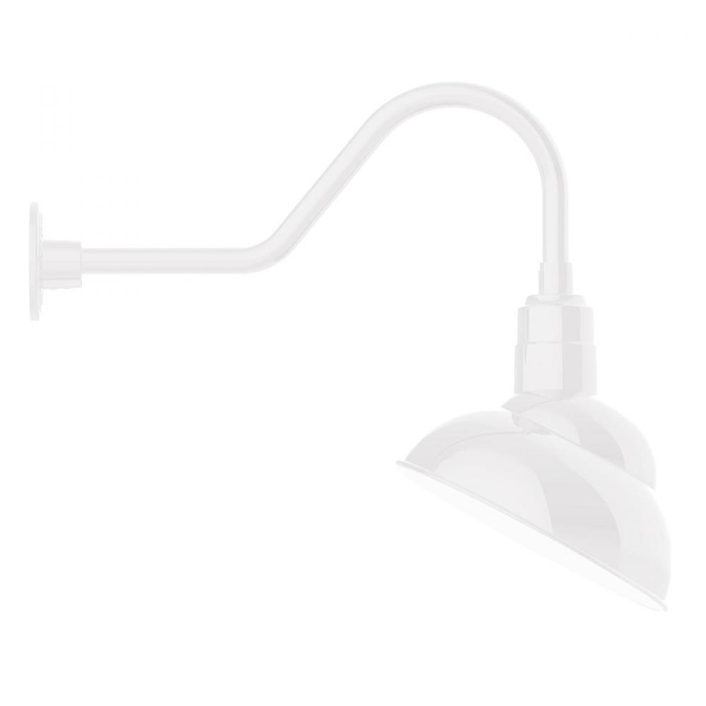 12" Emblem shade gooseneck wall mount, White