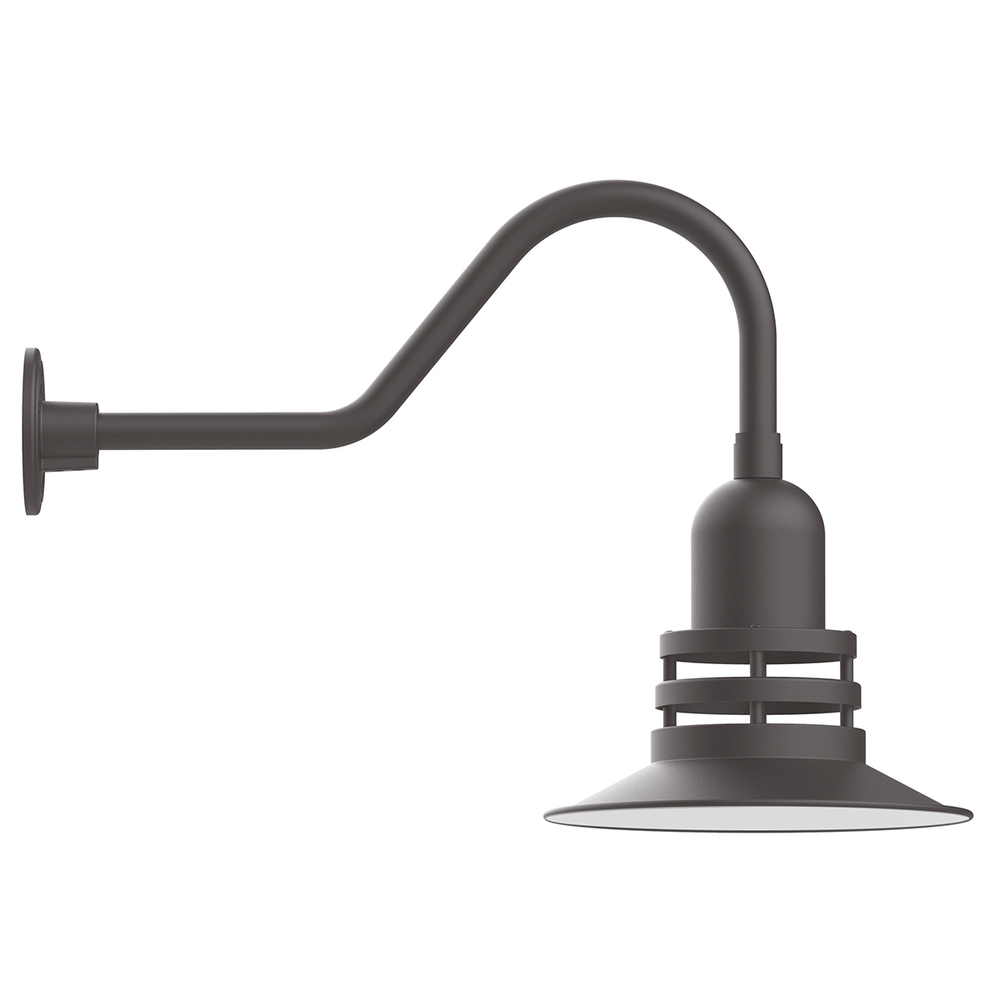 12" Atomic shade, gooseneck wall mount, Bronze Matte