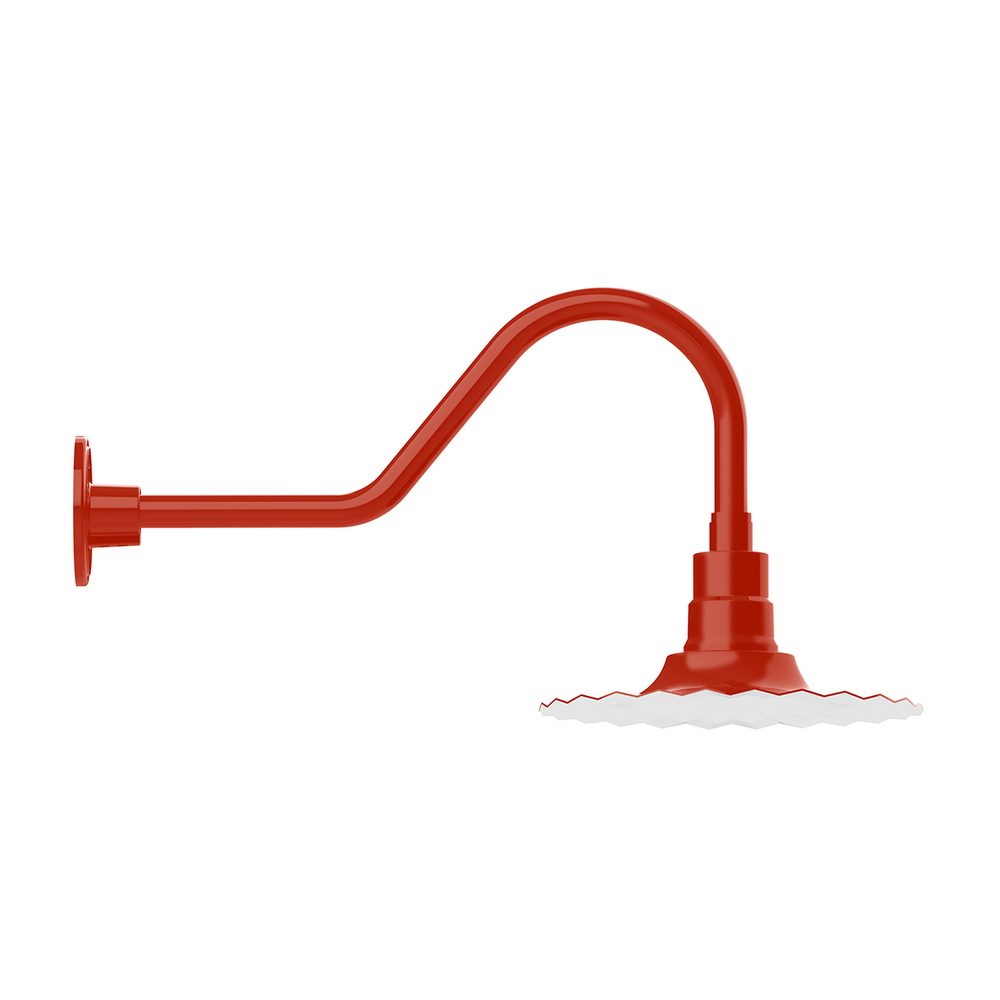 12" Radial shade, gooseneck wall mount, Vermillion