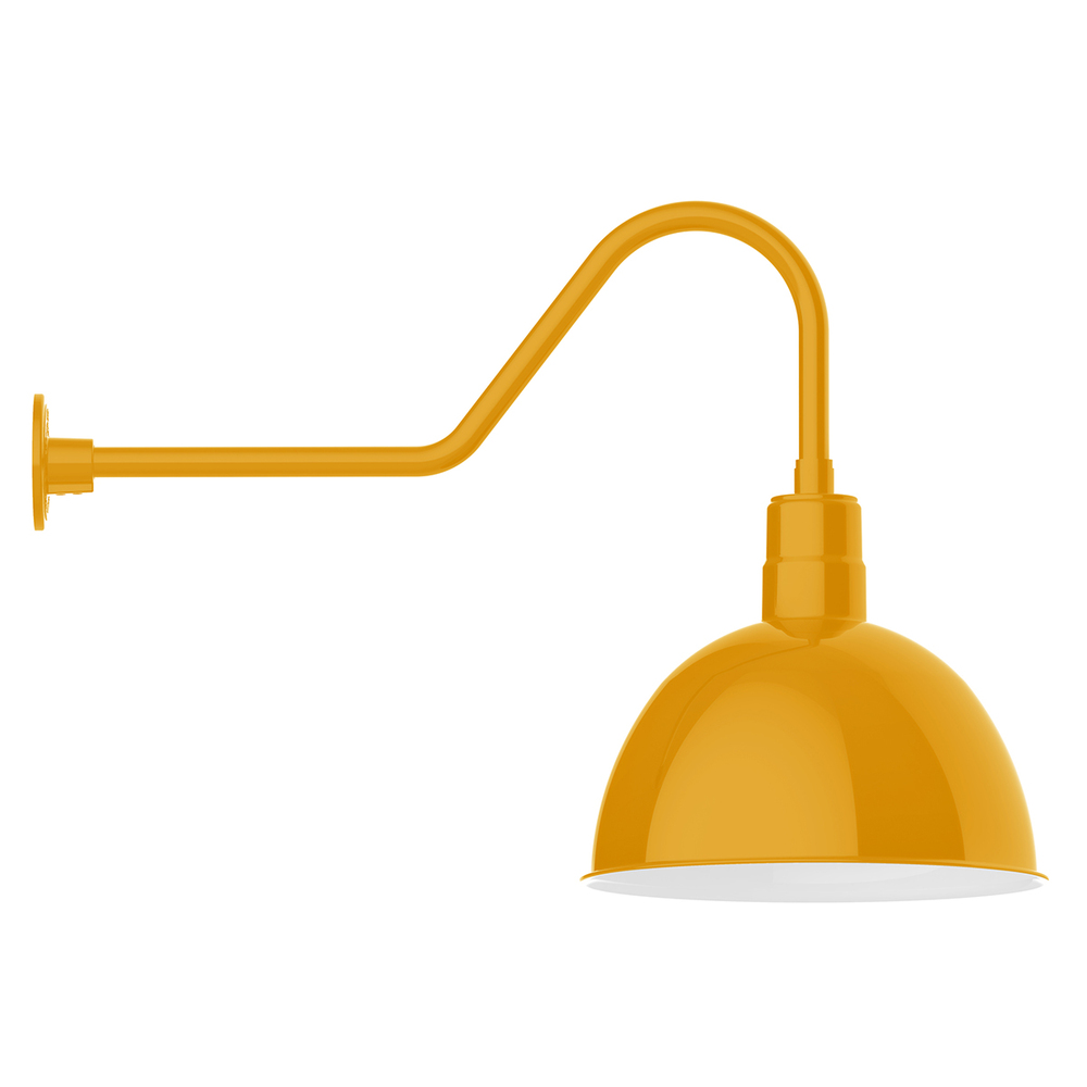 16" Deep Bowl shade, gooseneck wall mount, Bright Yellow