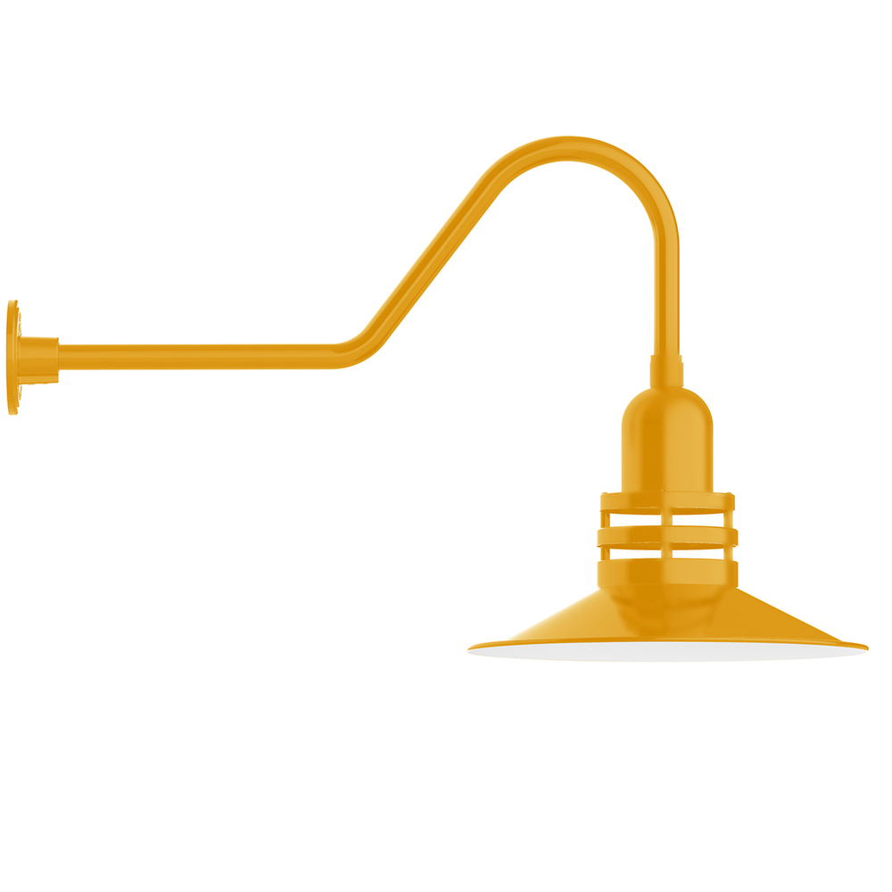 16" Atomic shade, gooseneck wall mount, Bright Yellow
