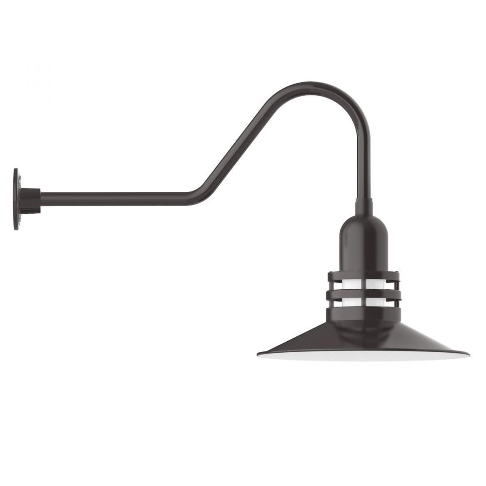 16" Atomic shade, gooseneck wall mount, Architectural Bronze