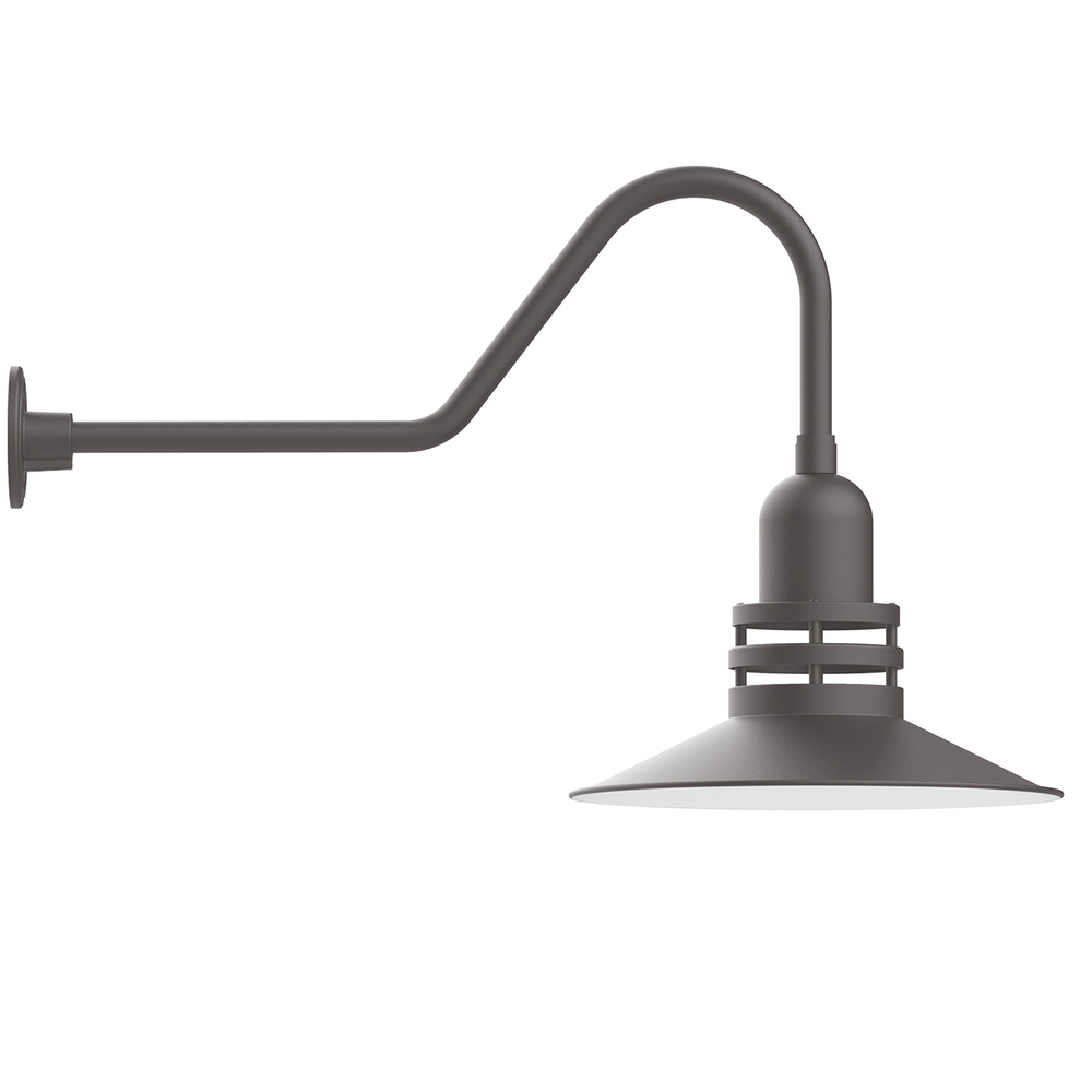 16" Atomic shade, gooseneck wall mount, Bronze Matte