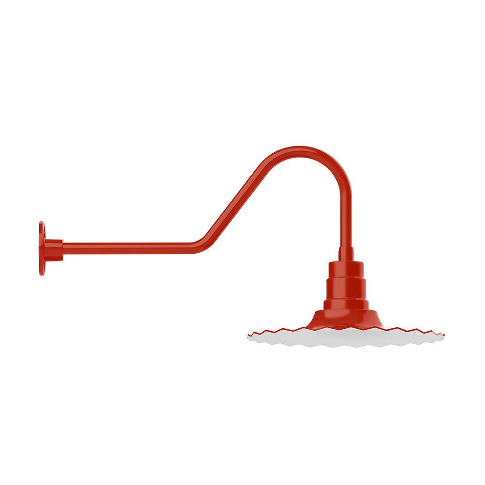 16" Radial shade, gooseneck wall mount, Vermillion