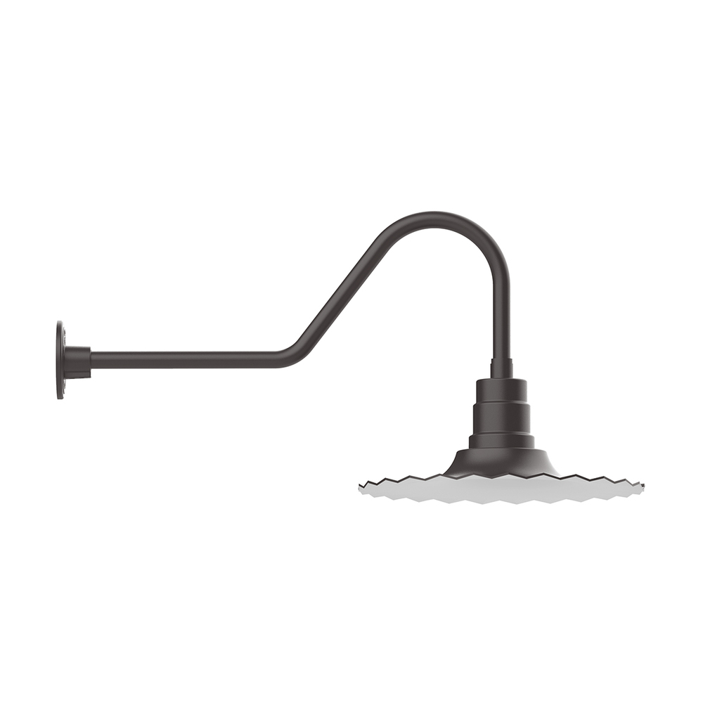 16" Radial shade, gooseneck wall mount, Bronze Matte