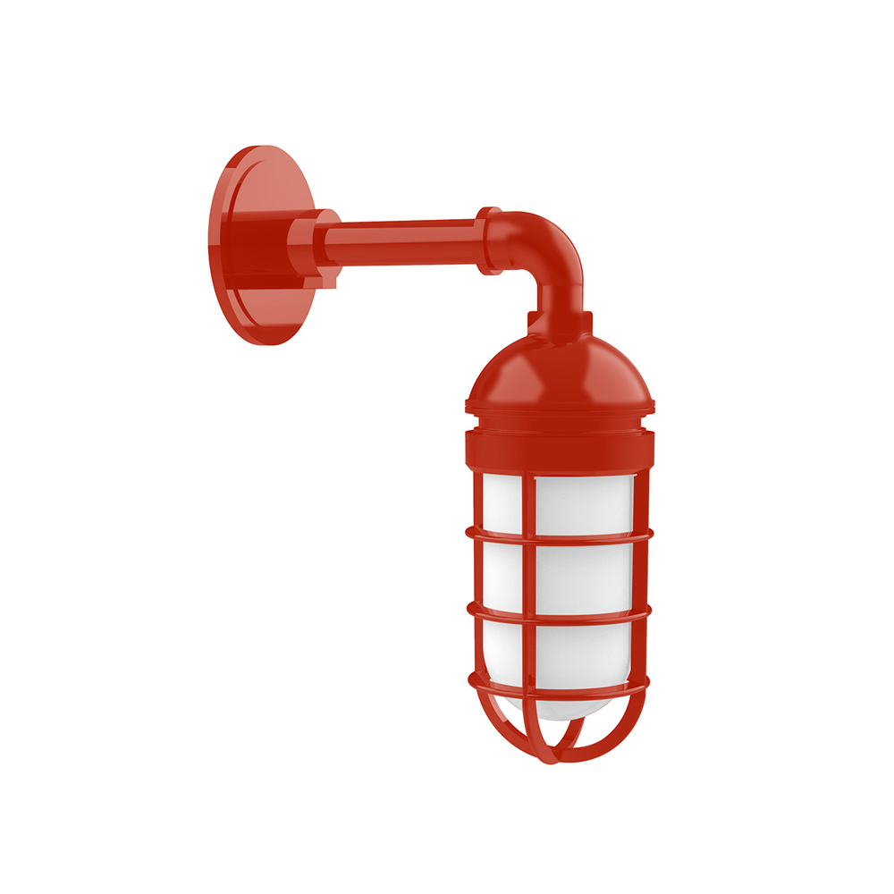 Vaportite, no shade, single wall mount with clear glass and cast guard, Vermillion