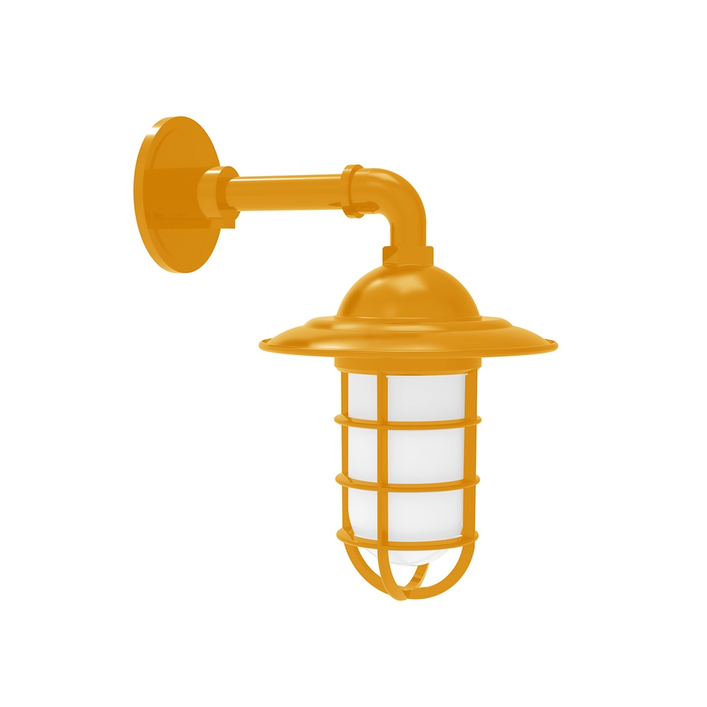 Vaportite, Style A shade, single wall mount with clear glass and cast guard, Bright Yellow
