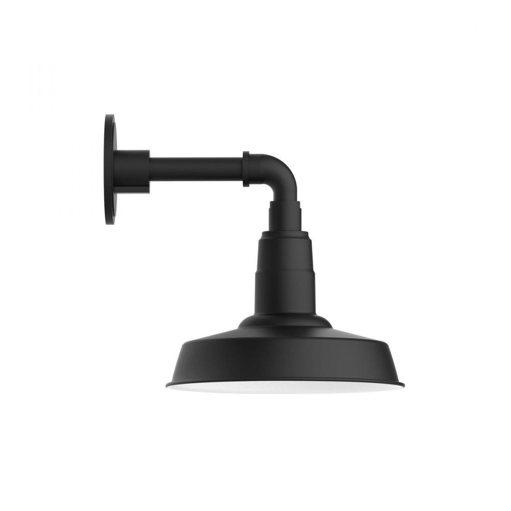 10" Warehouse shade, straight arm wall mount with wire grill, Black