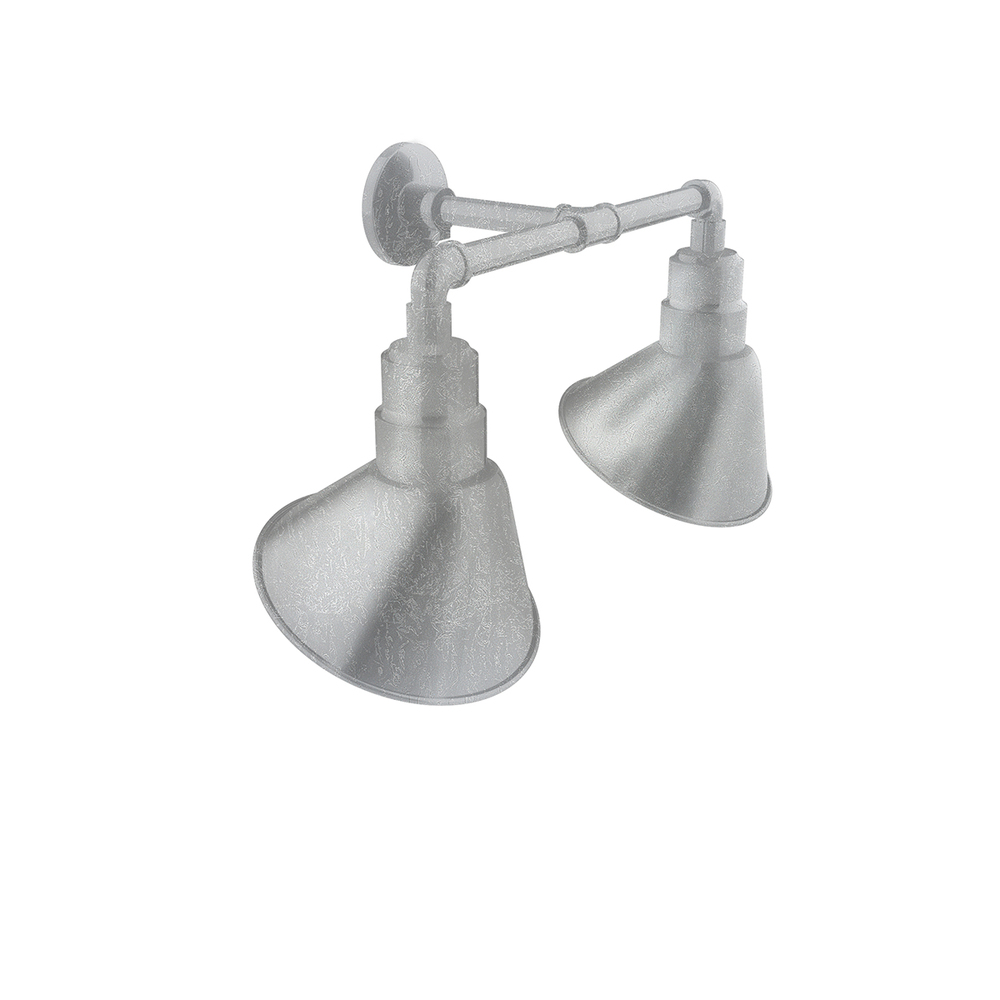 Angle 10" 2-Light Straight Arm Wall Light in Painted Galvanized