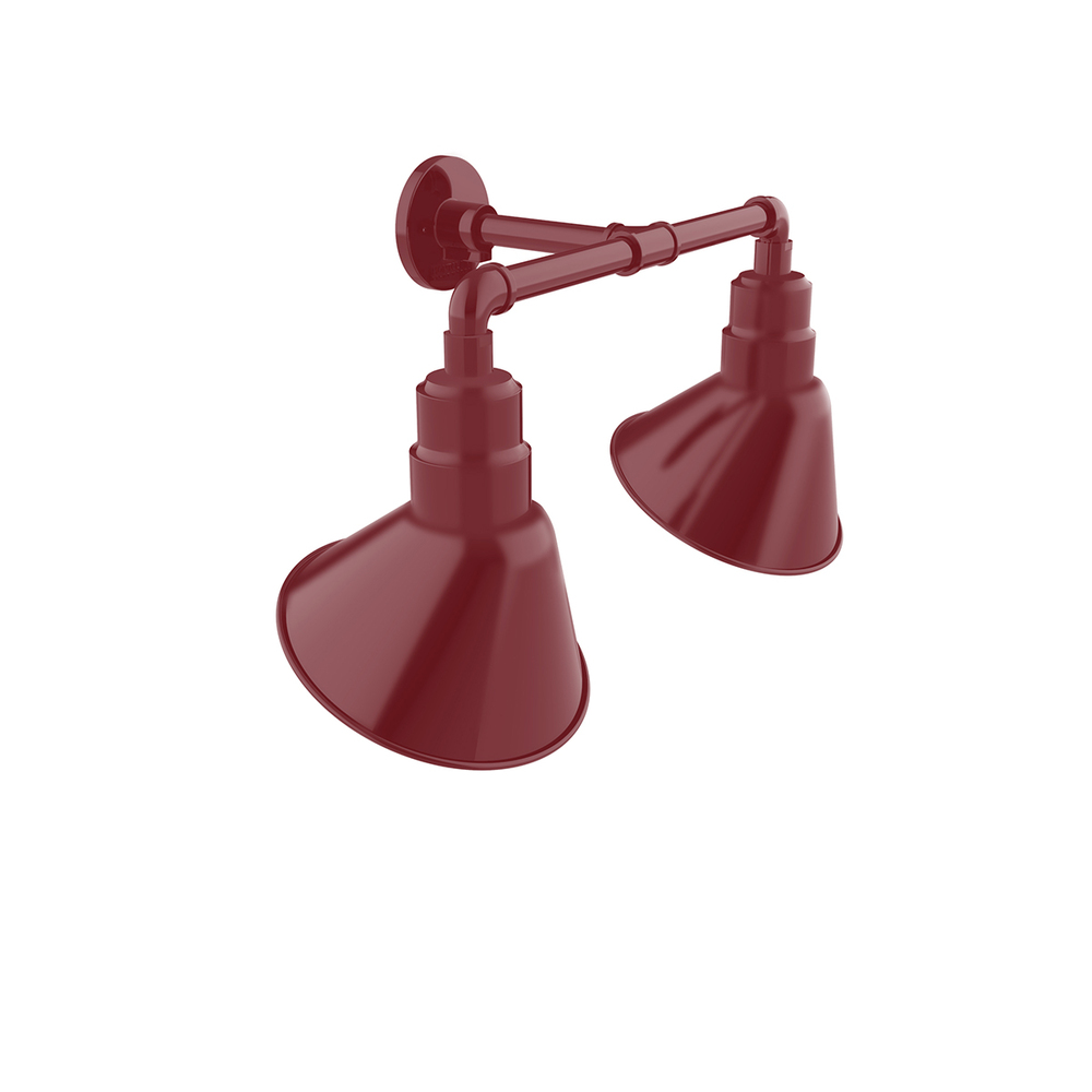 Angle 10" 2-Light Straight Arm Wall Light in Barn Red