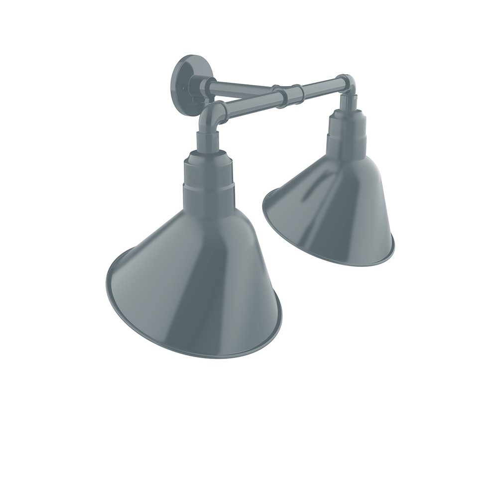 Angle 12" 2-Light Straight Arm Wall Light in Slate Gray