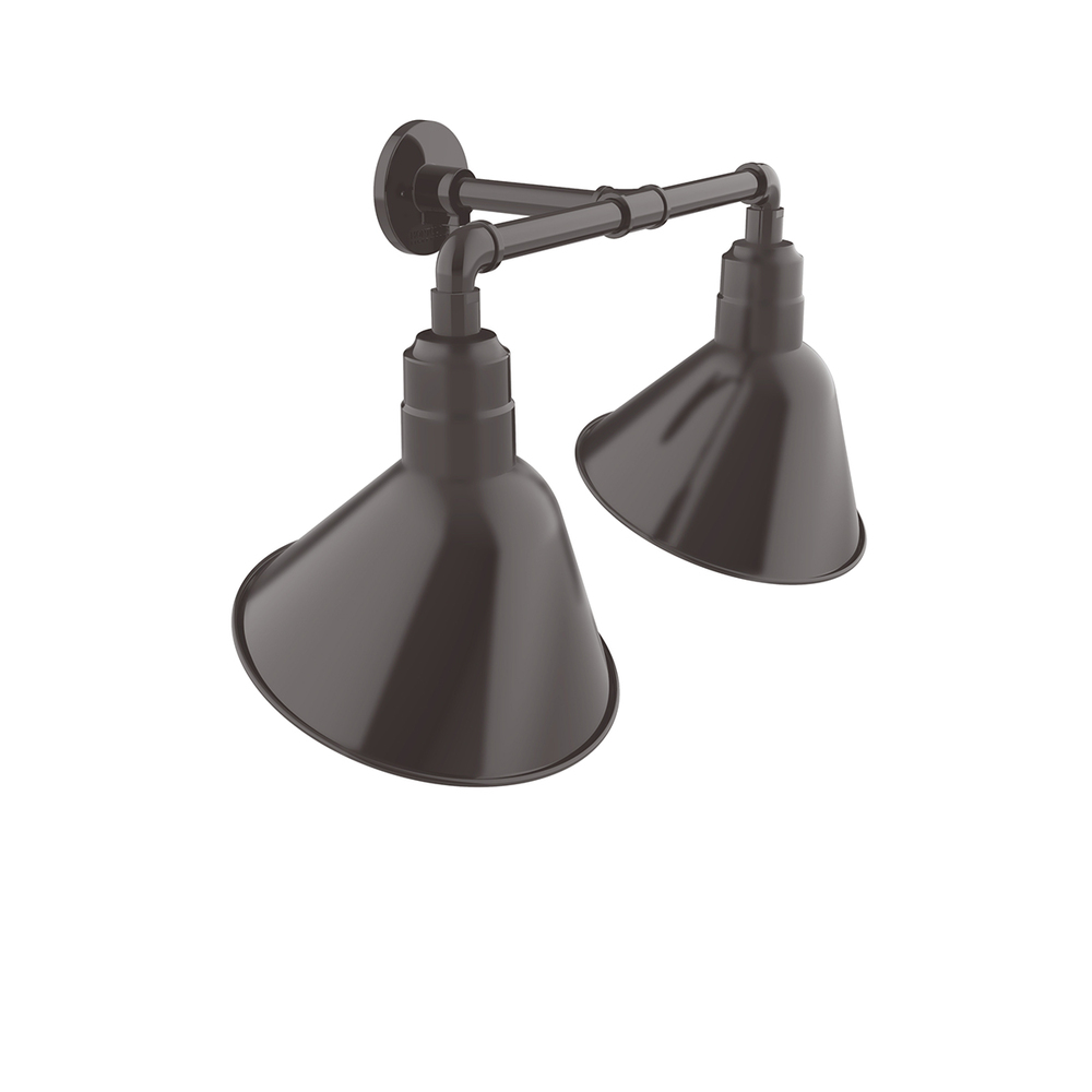 Angle 12" 2-Light Straight Arm Wall Light in Architectural Bronze