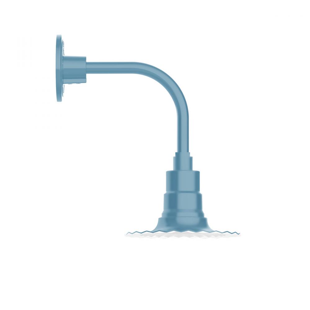 8" Radial shade, Curved Arm wall mount, decorative canopy cover & Frosted Glass & cast guard