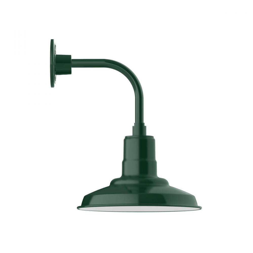 12" Warehouse shade, Curved Arm wall mount, Forest Green
