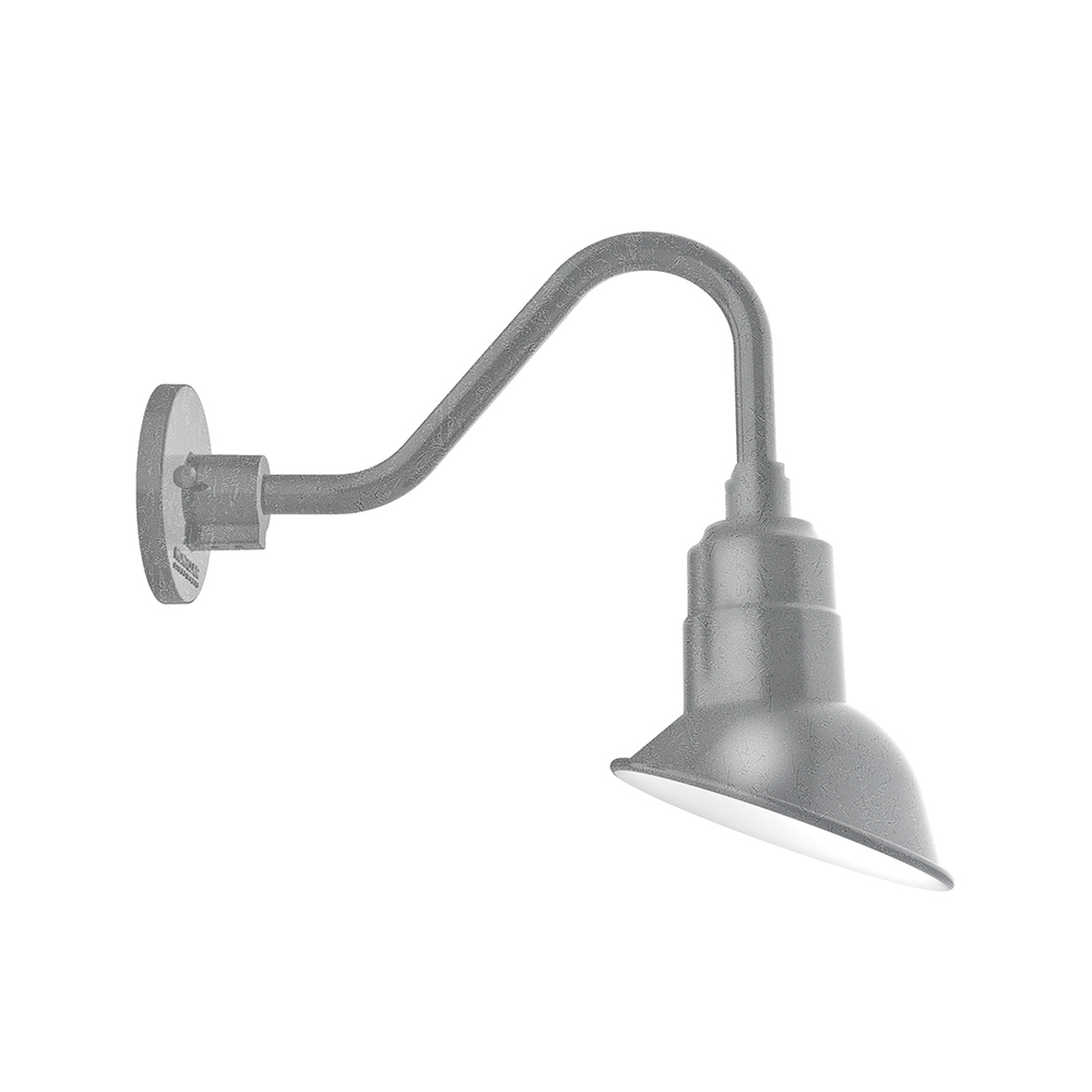 7" Angle shade gooseneck wall mount, Painted Galvanized