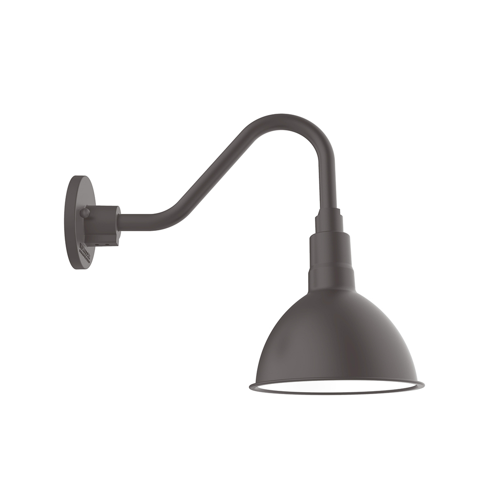 10" Deep Bowl shade, gooseneck wall mount, Bronze Matte