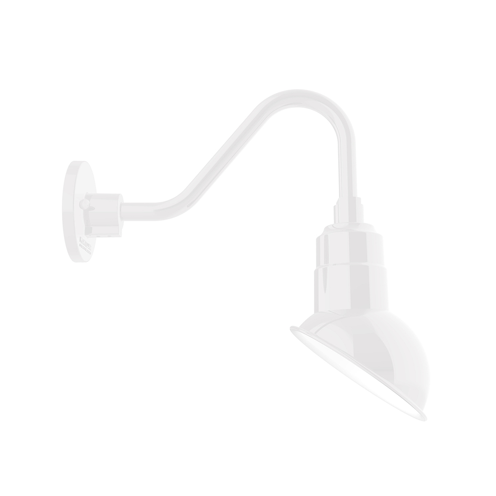 7" Emblem shade gooseneck wall mount, White
