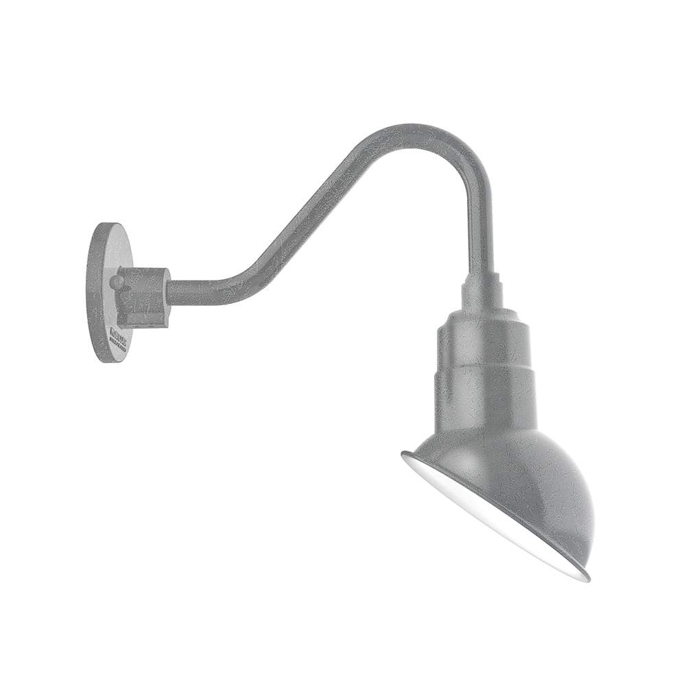 7" Emblem shade gooseneck wall mount, Painted Galvanized