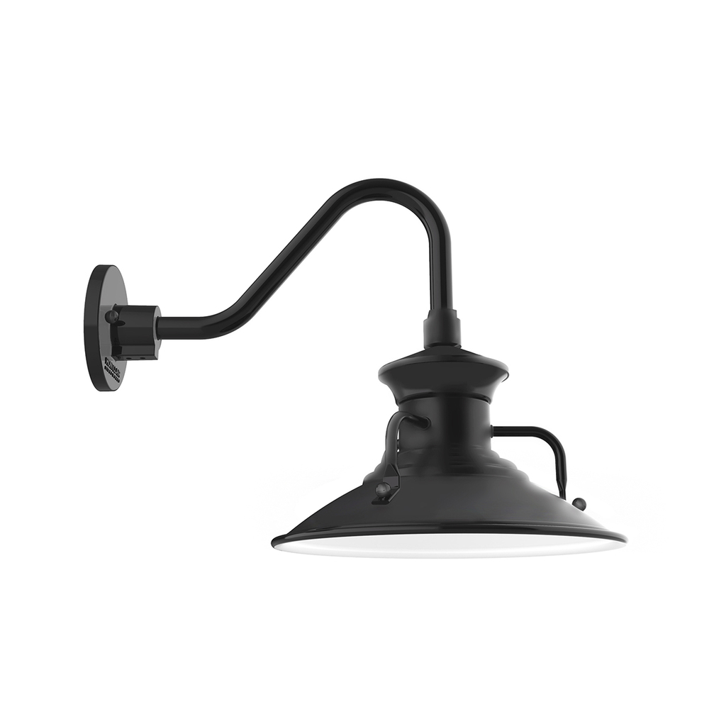 12" Homestead shade, Gooseneck wall mount, Black