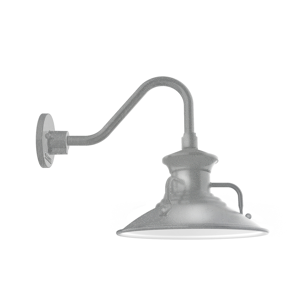 12" Homestead shade, Gooseneck wall mount, Painted Galvanized