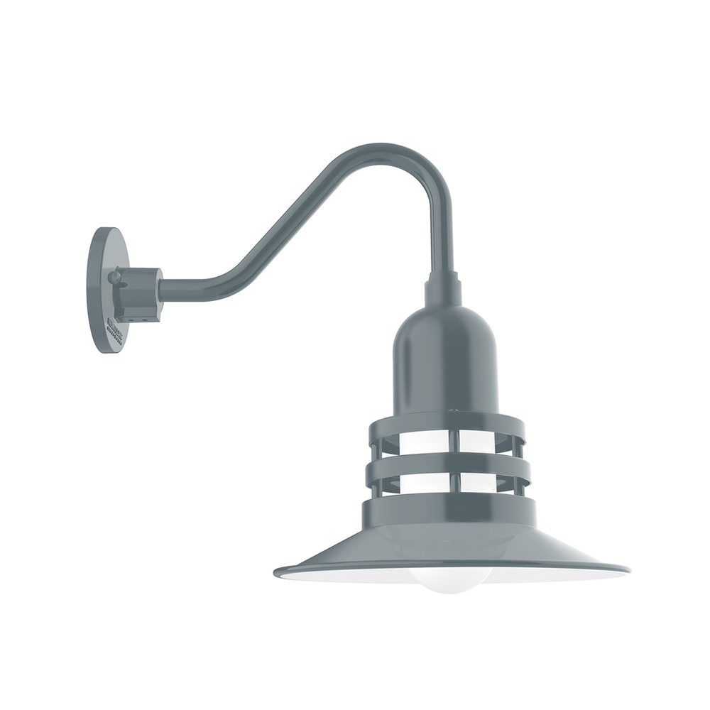 12" Atomic shade, Gooseneck wall mount, Slate Gray