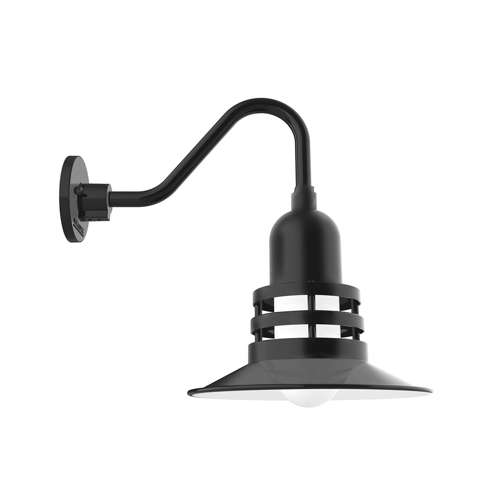12" Atomic shade, Gooseneck wall mount, Black