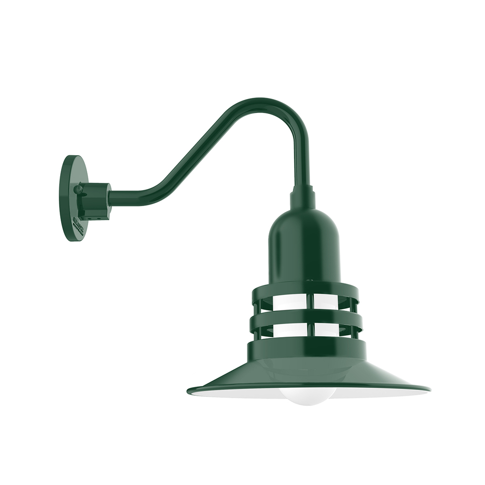 12" Atomic shade, Gooseneck wall mount, Forest Green