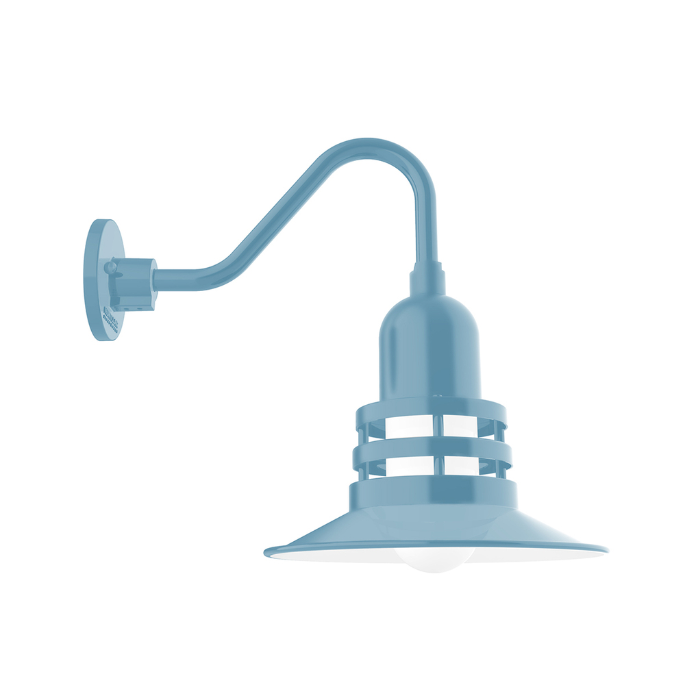 12" Atomic shade, Gooseneck wall mount, Light Blue