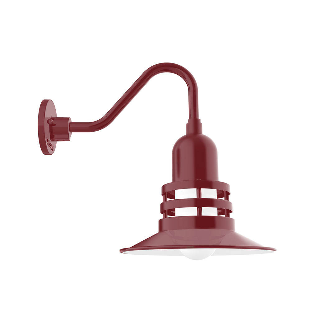12" Atomic shade, Gooseneck wall mount, Barn Red