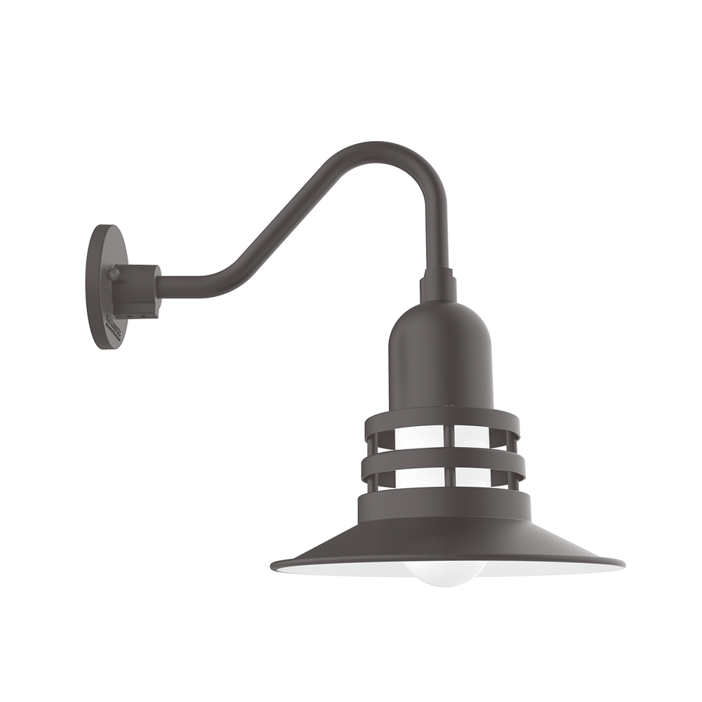 12" Atomic shade, Gooseneck wall mount, Bronze Matte