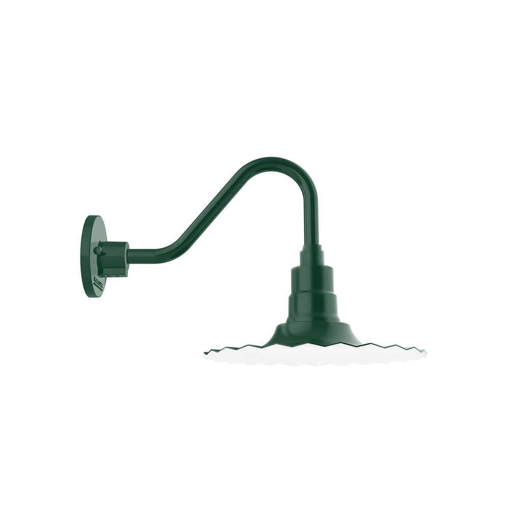 12" Radial shade, Gooseneck wall mount, Forest Green